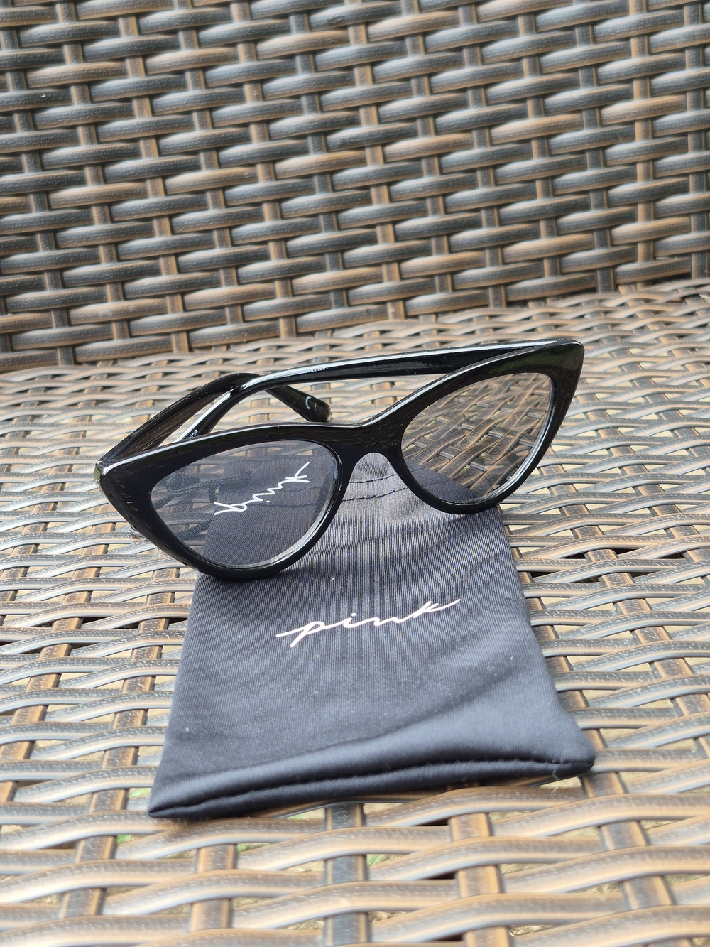 PINK VS Black Cat-Eye Sunglasses with Reflective Lenses